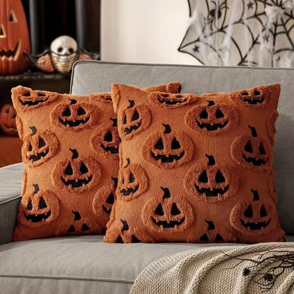 New Halloween Throw Pillow Covers Pumpkin Pattern Soft Warm Pillowcase 18x18 Inch Pillow Cases Holiday Decor