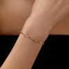 Womens Exquisite Dainty Zircon Inlaid Small Round Bead Chain Lucky Bracelet