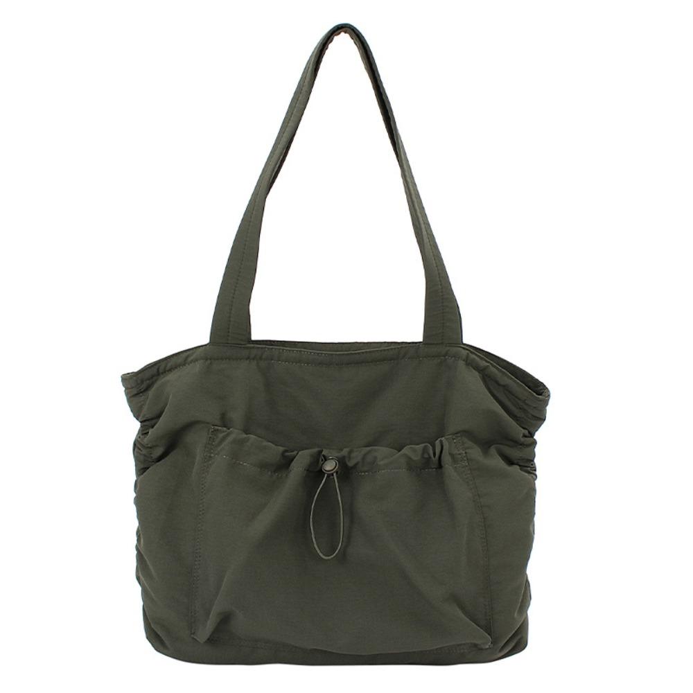 

Large Capacity Wrinkled Shoulder Bag Casual Work Handbag Fashion Drawstring Tote Bag Daily зелёный