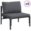 9 Piece Garden Sofa Set with Cushions Black Steel