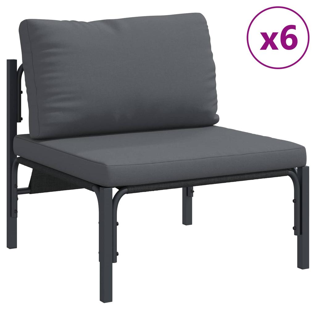 9 Piece Garden Sofa Set with Cushions Black Steel