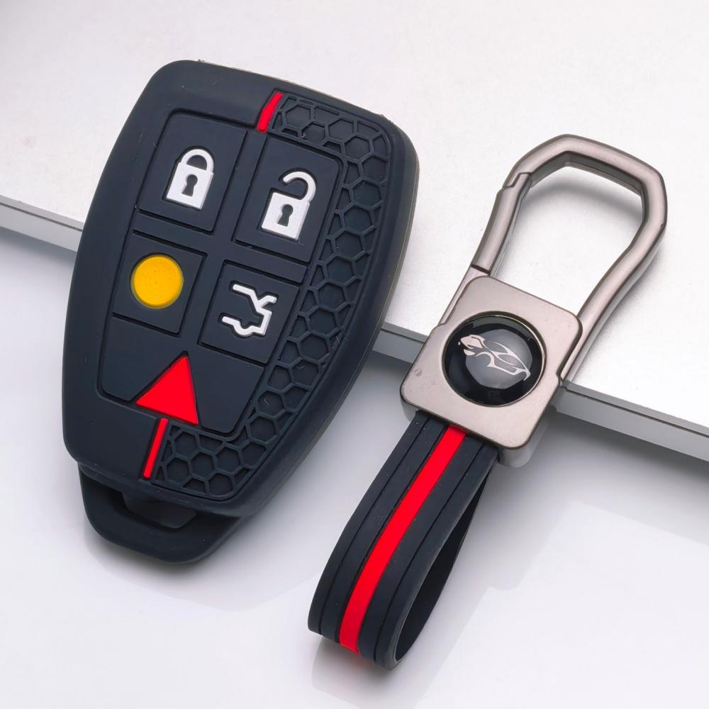 Silicone Key Fob Cover with keychain for Volvo XC90 XC70 XC60 S80 S60 V70 V50 C30 This Soft Protective Key Case Fits 5 Button Smart Remote Keys It чёрный