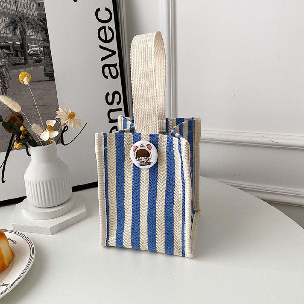 With Short Handle Messenger Bag Striped Lunch Bag Casual Purse  Picnic