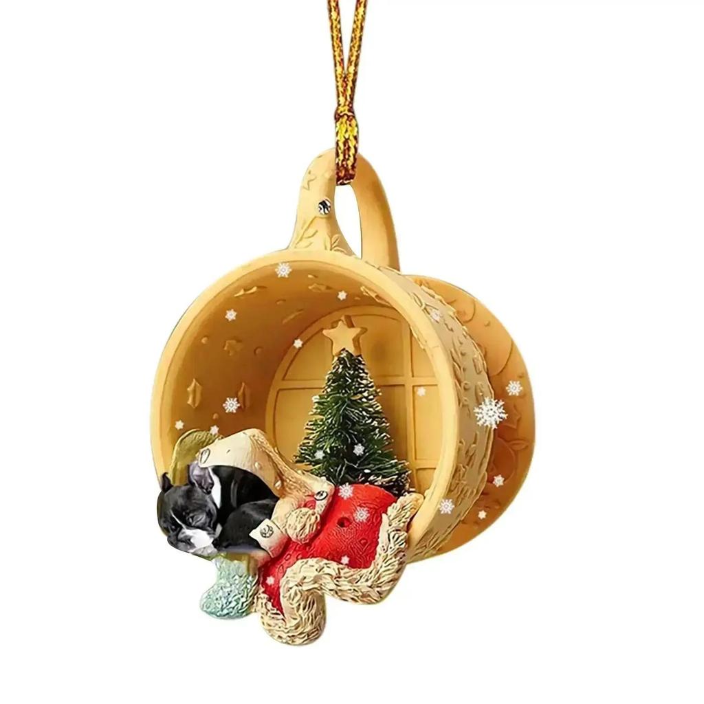 Christmas Tree Pendant Dog Animal Drop Ornament In Snow Pocket Hanging New Year Festive Party Supplies Room Decoration Xmas Gift