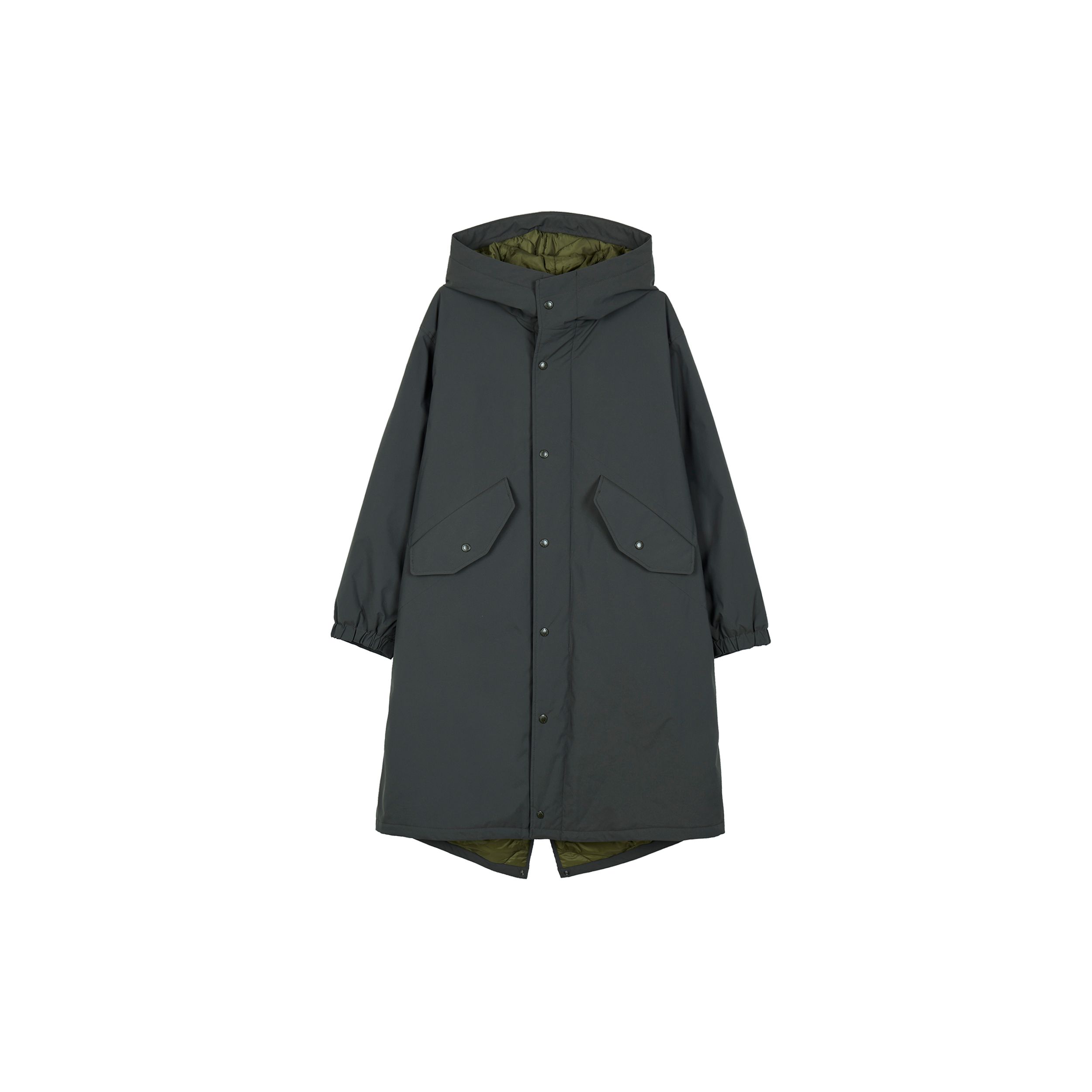 Коллаборация Uniqlo × Engineered Garments Осень/Зима 2023 Логотип Однобортное пальто на пуговицах Укрепленная строчка Водонепроницаемое Классическое пальто с капюшоном Унисекс пальто 467595-58 XS black