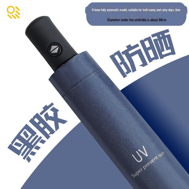 Pánský retro černý skládací slunečník – Unisex, vzor novin.