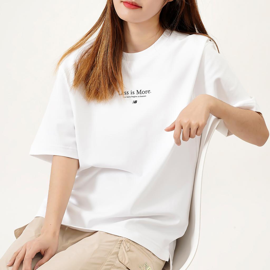 New Balance T Shirts Unisex White Crew Neck Moderate Straight Fit 5EC23033-WT