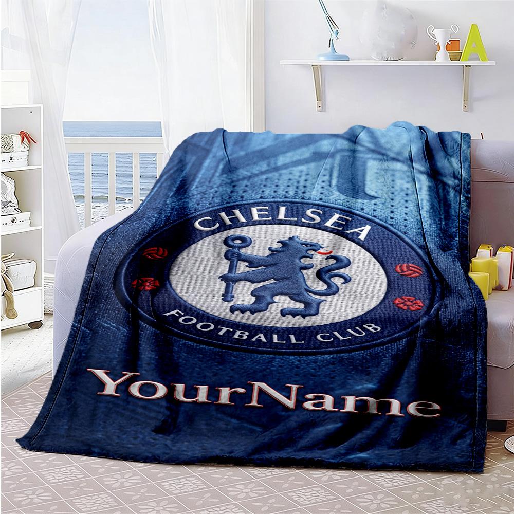 Chelsea Customize Text Blanket Throw Personalized Blanket Ultra-Soft Suitable for Picnics Living Room Couch Bed Ideal for All Seasons