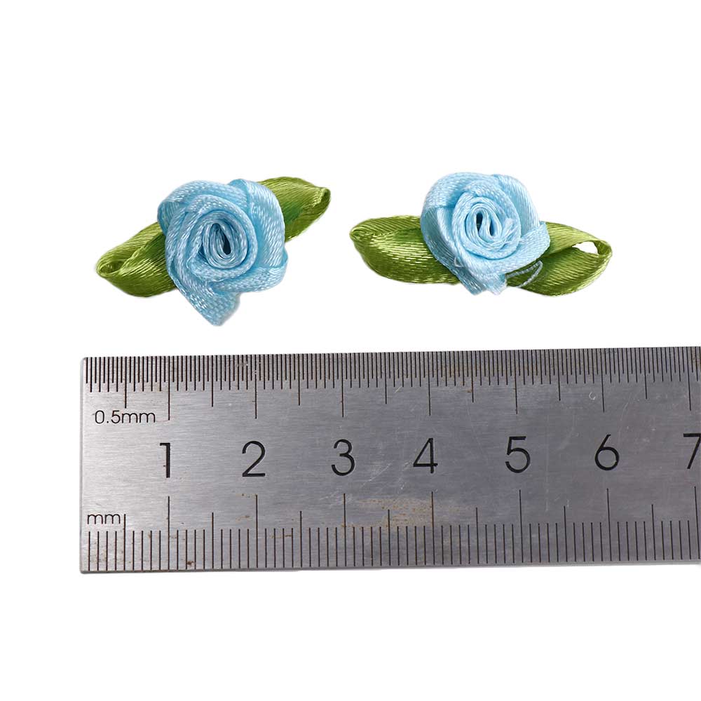 Small DIY Crafts Mini Ribbon Roses Fabric Flowers Bow-Knot Decorations Artificial Rosettes