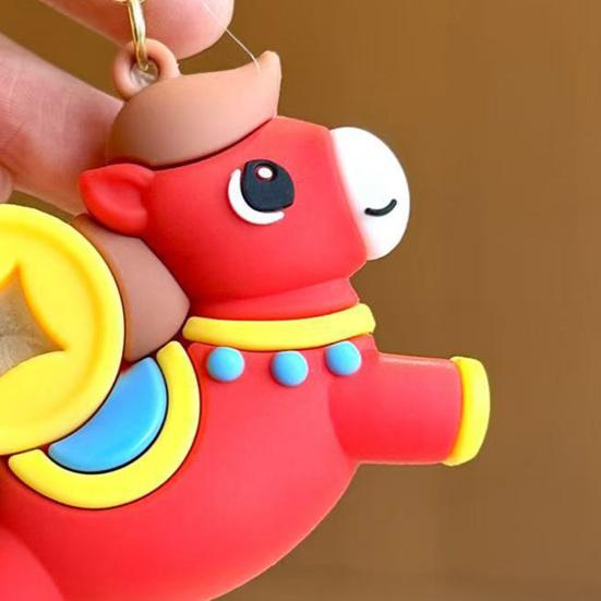 Pferd Jahr Schlüsselanhänger Anhänger mit Lanyard Wasserdicht Rotgold Glücksbringer mit Fu Design Taschenanhänger Handyzubehör