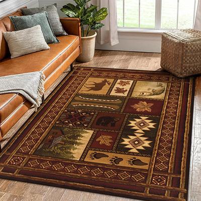 Alfombra de estilo campestre para las cuatro estaciones, estilo retro, ligera, de lujo, para sala de estar, sofá, mesa de centro, alfombra para el suelo, para dormitorio, cama y desayuno, alfombra de noche, cobertura completa