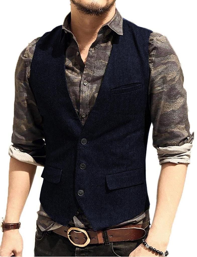 Men's Slim Fit Single-Breasted Casual Vest - Ideal for Groom and Groomsmen