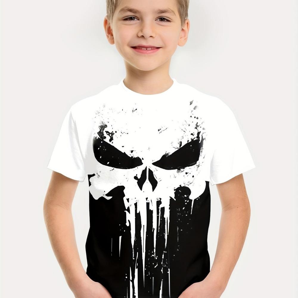 

Kids Clothes Boys Tshirt Short Sleeve 3D Skull Print Children Summer Clothes Creative Stylish Streetwear Round Neck Girl Clothes 110