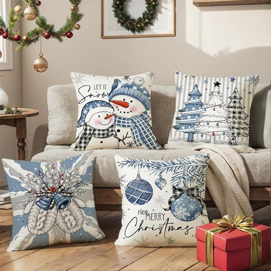 Christmas Sofa Cushion & Lumbar Pillow Cover for Living Room or Office