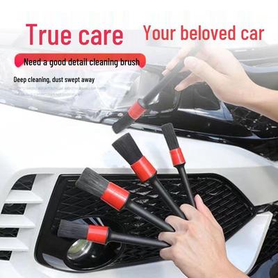 Soft Bristle Detail Brush Set - 5-Piece Car & Motorcycle Cleaning Tool Kit