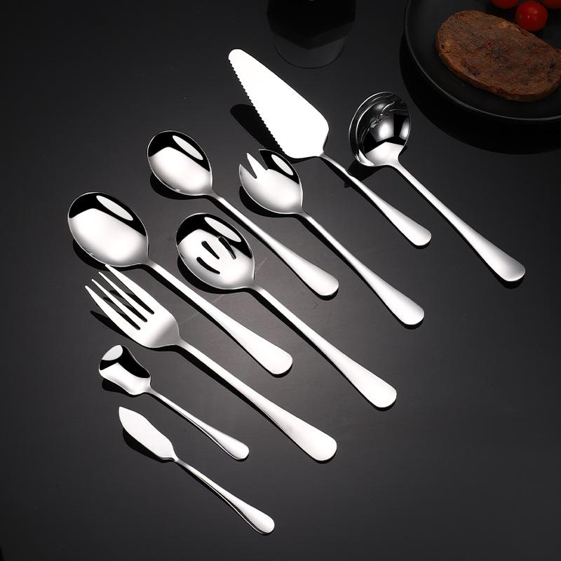 Stainless Steel Common Spoon and Fork Set Banquet Party Service Parting Colander Cake Spoon Dessert Shovel Butter Knife