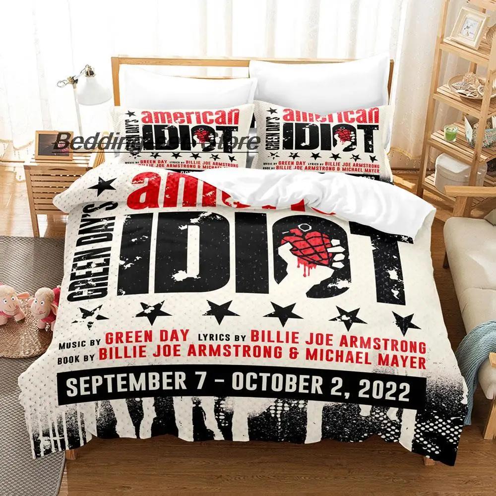Green Day ' AMERICAN IDIOT Ložní souprava Jednolůžko Dvojlůžko Plná Velikost Queen King Ložní souprava Aldult Dítě Ložnice Sady povlečení Sada prostěradel