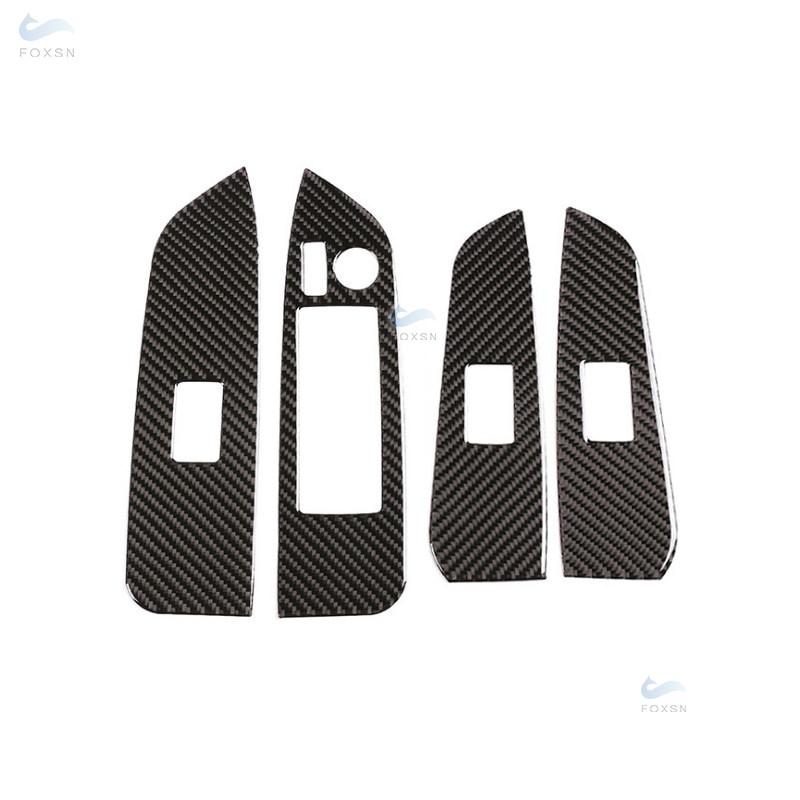 For Toyota Highlander 2015 2016 2017 2018 Car Carbon Fiber Door Window Lifter Control Switch Button Frame Cover Protective Trim