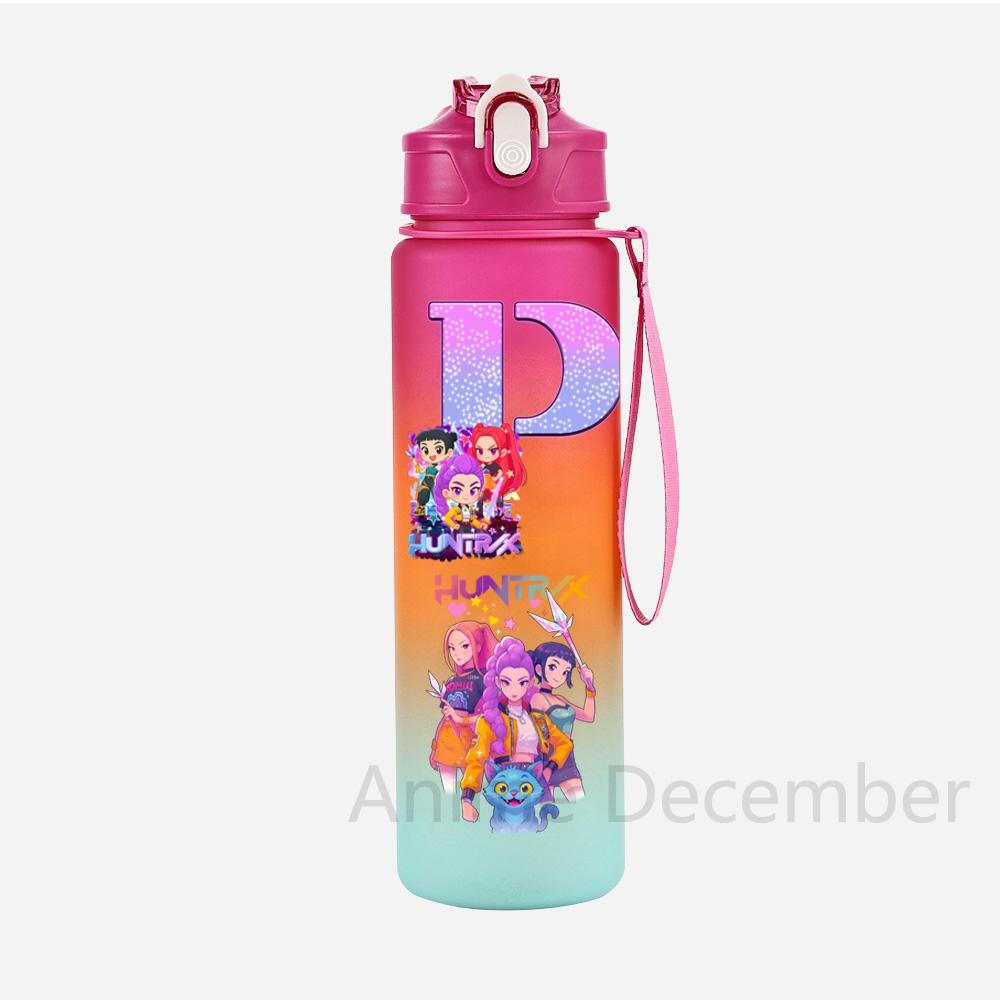 Anime K-Pop Demon Hunters A-Z English Letter Printed Character Water Cup Demon Hunters Large Capacity Outdoor Portable Drinking Bottle for Boy Girl