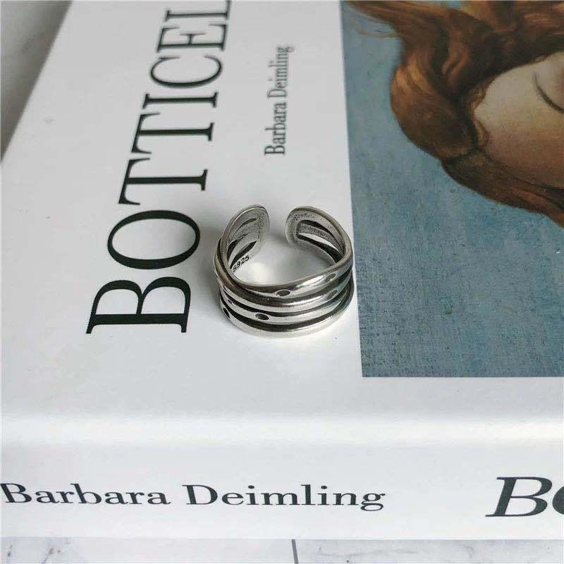 Retro European & American Open Punk Ring for Women - Trendy Japanese & Korean Style Woven Bracelet, Simple Student Index Finger Ring.