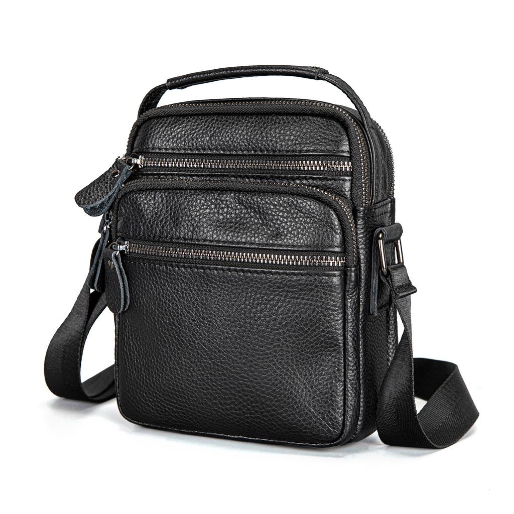 Genuine Leather Men's Shoulder Crossbody Bag, High-end Mobile Phone Bag, Casual and Trendy Shoulder Bag