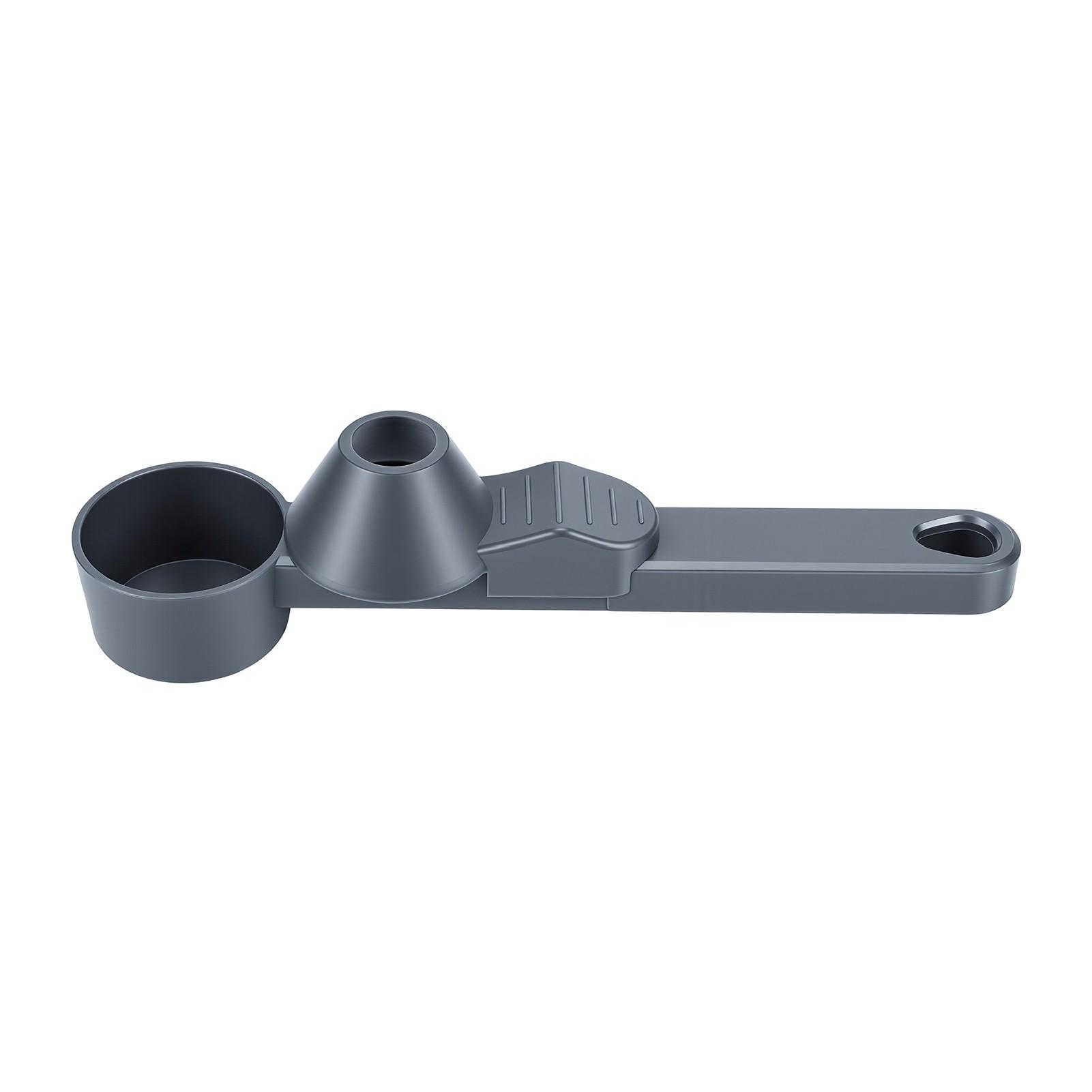 Cuillère à café avec entonnoir, mesureur coulissant 2 cuillères à soupe pour capsules réutilisables rechargeables, gris