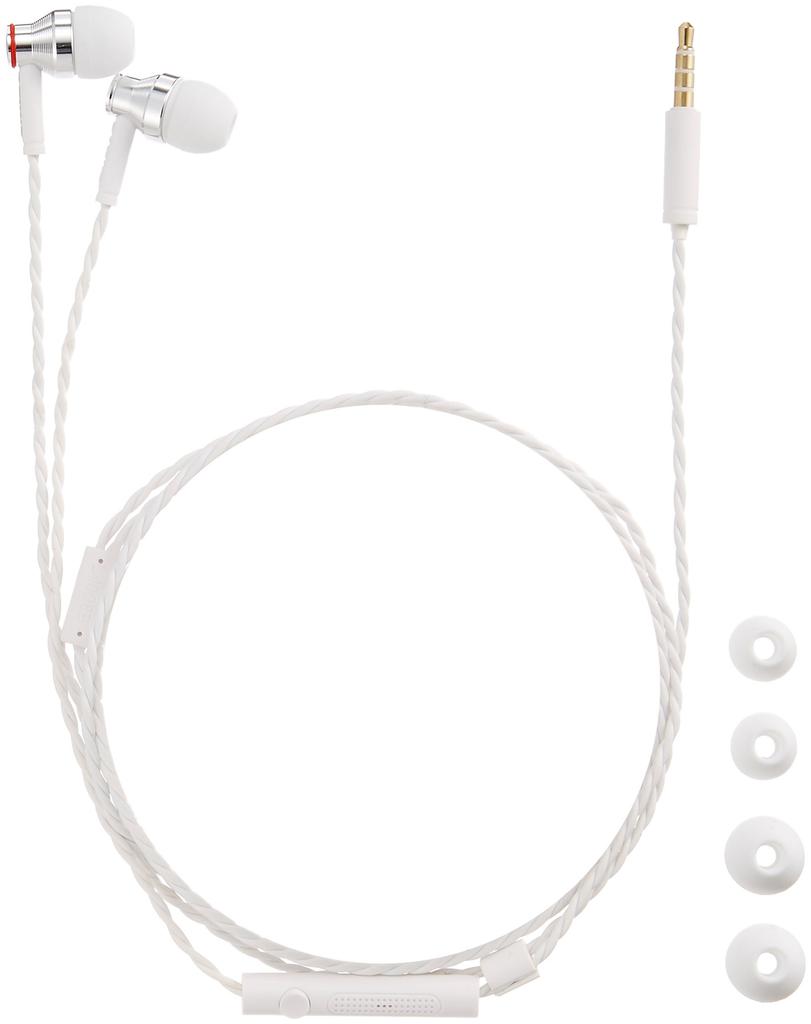ONKYO Inner-Ear Semi-Open Headphones with Microphone, White, E300MW