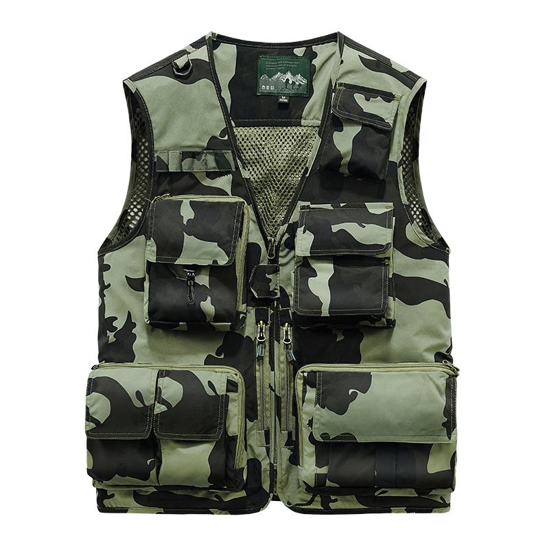 Men's Outdoor Sports Leisure Fishing Windproof Breathable Leather Vest Spring and Autumn Outdoor Sleeveless Camouflage Vest