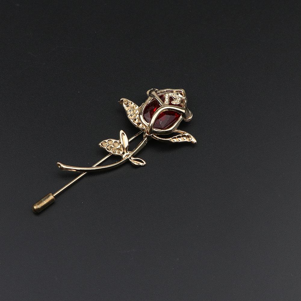 Men's Advanced Retro Breastpin Pin Golden Jewelry Rose Flower Banquet Brooch Stick Corsage Collar Pins Shirt Accessory Gift