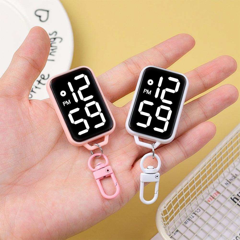 Square LED Keychain Pendant Mini Watch Cartoon Digital Wall Watch Electronic Watch Student Kid Present