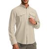 Mens Casual Solid Color Long Sleeve Fishing Button Up Shirt