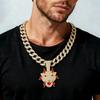 New Hip Hop Trend Full Diamond Leopard Pendant Drip Oil Full Diamond Cuban Necklace Jewelry