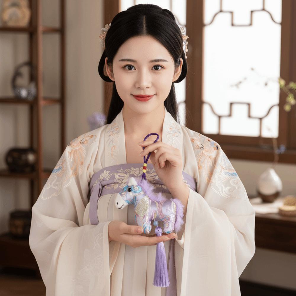 Satin Pony Embroidered Pendant Spring Festival Car Hanging Ornaments  National Wind Style