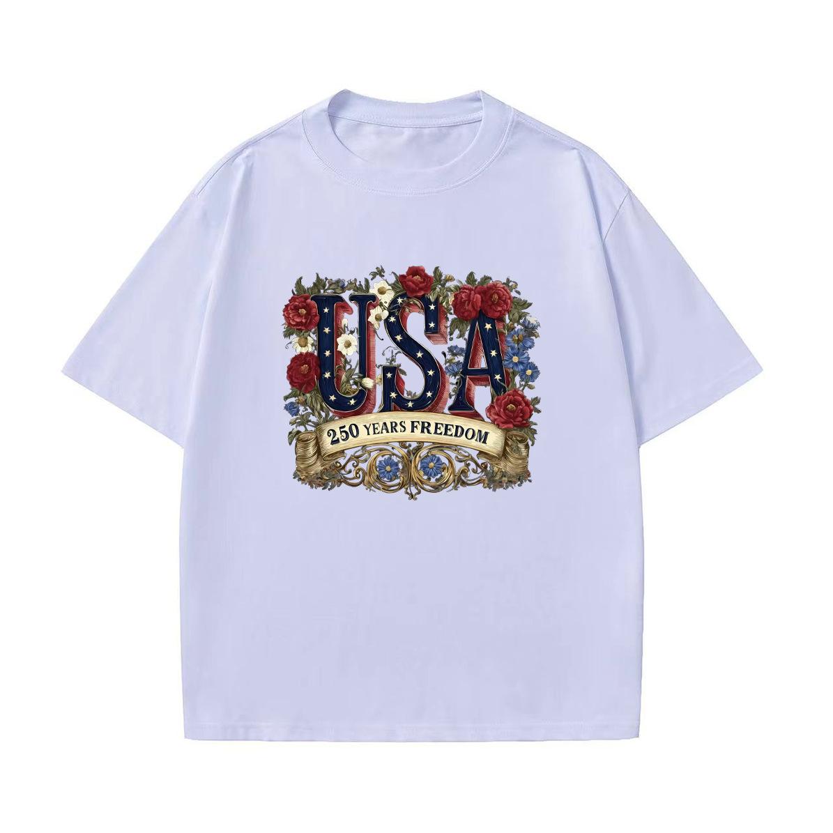 

Summer Loose Casual T-shirt Short-sleeved T-shirt Multi-style Exquisite Pattern S белый