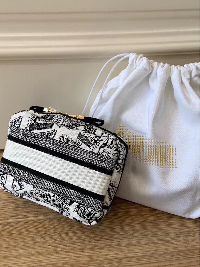 Paris Map Embroidery Canvas Bag: Makeup, Storage, Toiletry, Clutch, Lunch Box