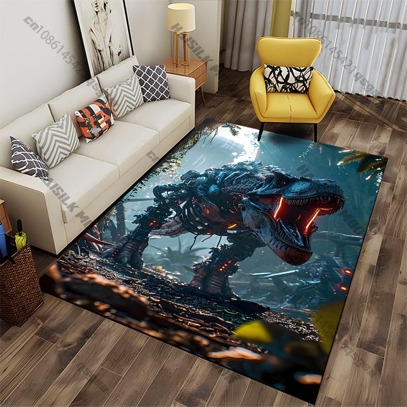 Futuristic robotic dinosaur jungle carpet Yoga living room room decor children's crawling mat doormat area rug games mat