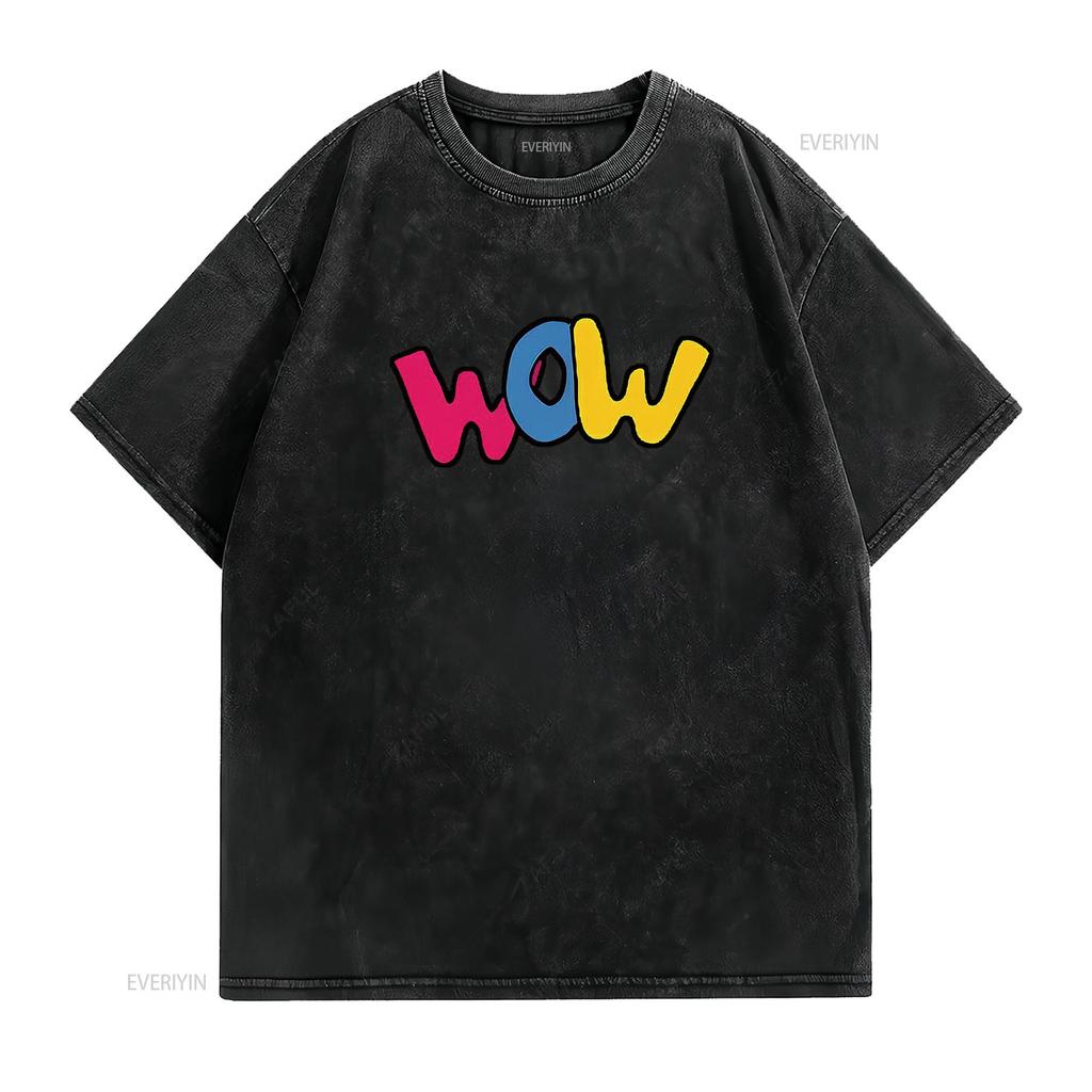WOW Birthday GifT T Shirt Black 2X Large vintage Washed Versatile Unisex homme Slightly designer clothes streetwear Casual