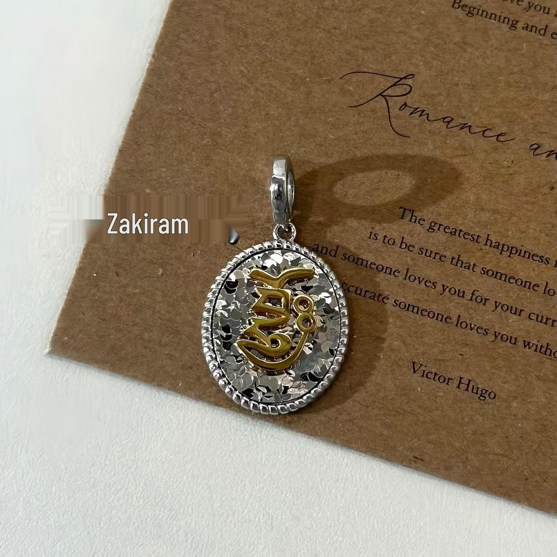 S925 Sterling Silver Yellow Jambhala Ice Pendant Necklace with Seed Syllable 925 Sterling Silver
