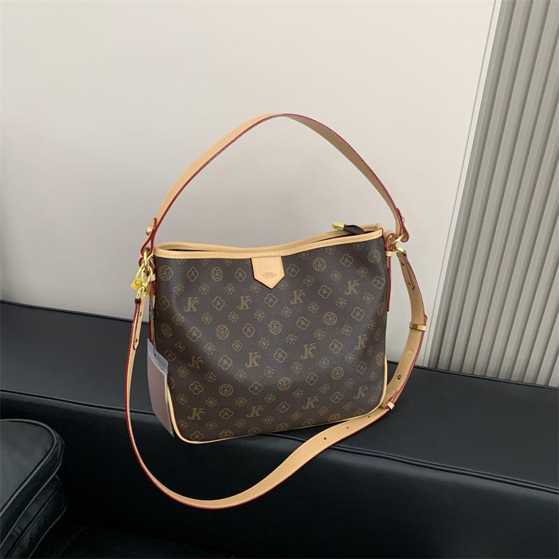 Early autumn new high-end mid-ancient tote bag contrasting color portable shoulder women's bag
