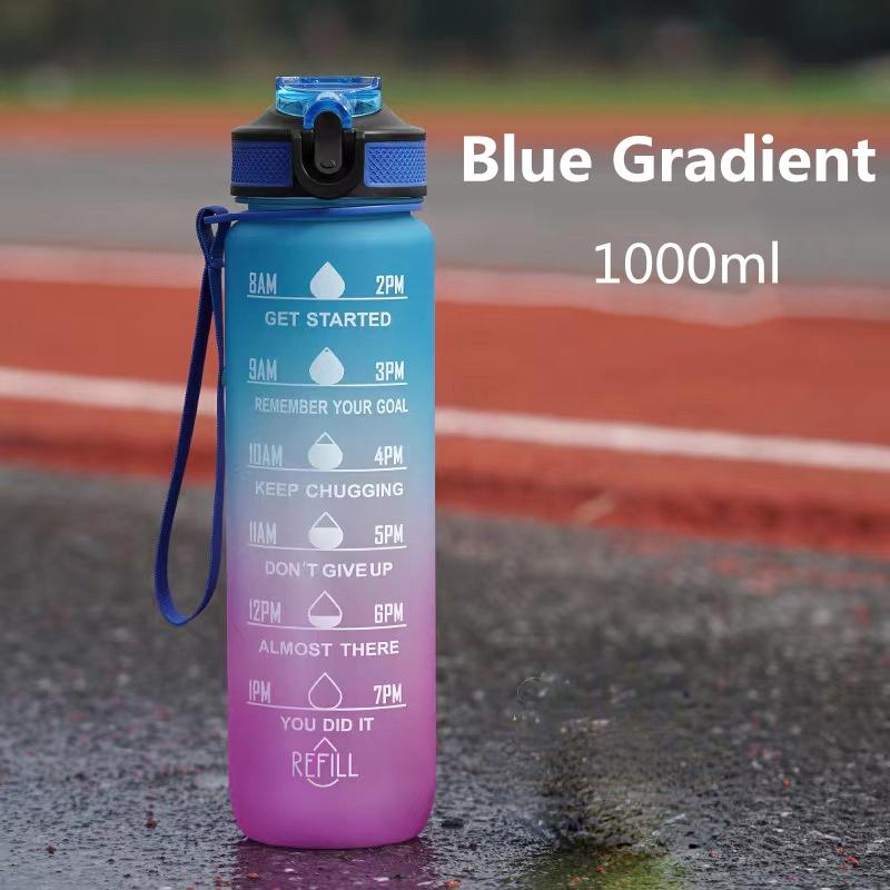 1000ML Water Bottle with Time Marker Plastic Motivational Drinking Bottle for Gym Sports