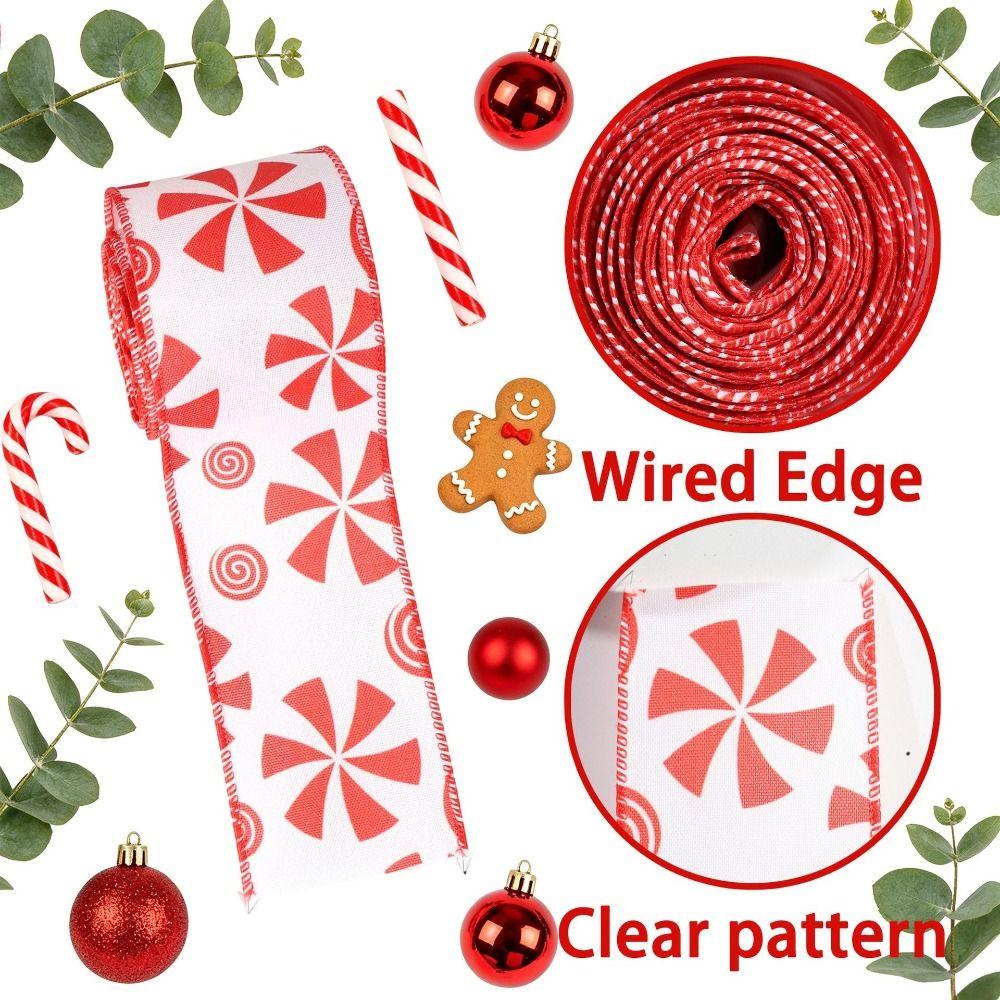 Candy Printed Christmas Wrapping Ribbon DIY Bow Decorative Webbing Christmas Tree Ornaments