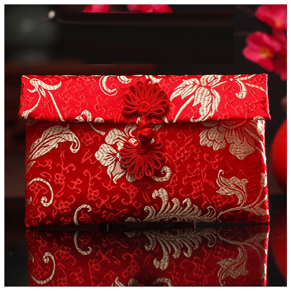 Chinese Brocade Red Envelope Bag Spring Festival Luck Red Packets Bag 2026 New Year Decoration For Chinese Wedding Birthday