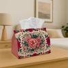 1pc Tissue Box Holder with a Floral Design In a Vintage Style - A Versatile Napkin Dispenser Suitable for Home Gatherings, Car Decoration - A Stylish
