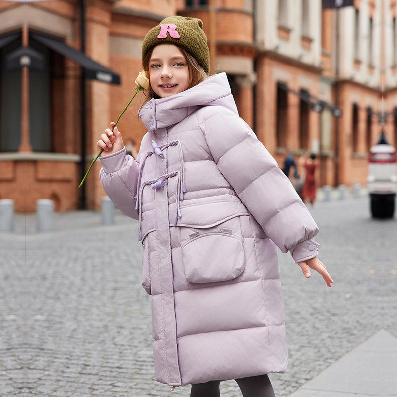Piumino da Ragazza Lunghezza Media con Cappuccio Invernale Ispessito Caldo Cappotto per Ragazze