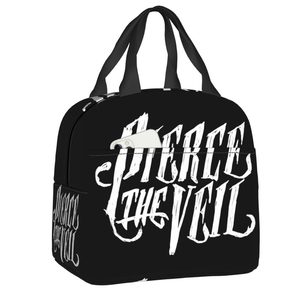 Custom Rock Band Pierce Veil Insulated Lunch Bags for Work School Leakproof Thermal Cooler Lunch Box Women Children