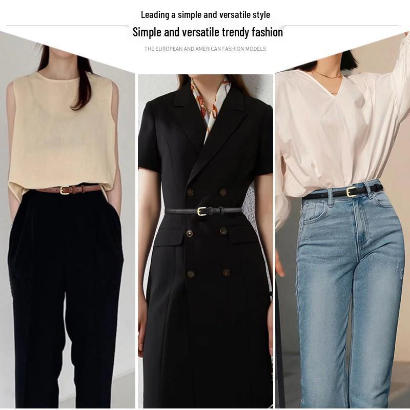 Minimalist Women's Pin Buckle Leather Belt - Versatile Decor for Dresses and Skirts