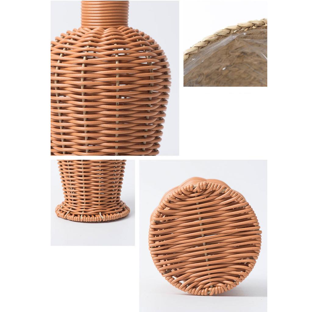 Faux Rattan Woven Florals Vase for Dried Flower Holder Imitation Wicker Vase Container Farmhouses Centerpieces Decors