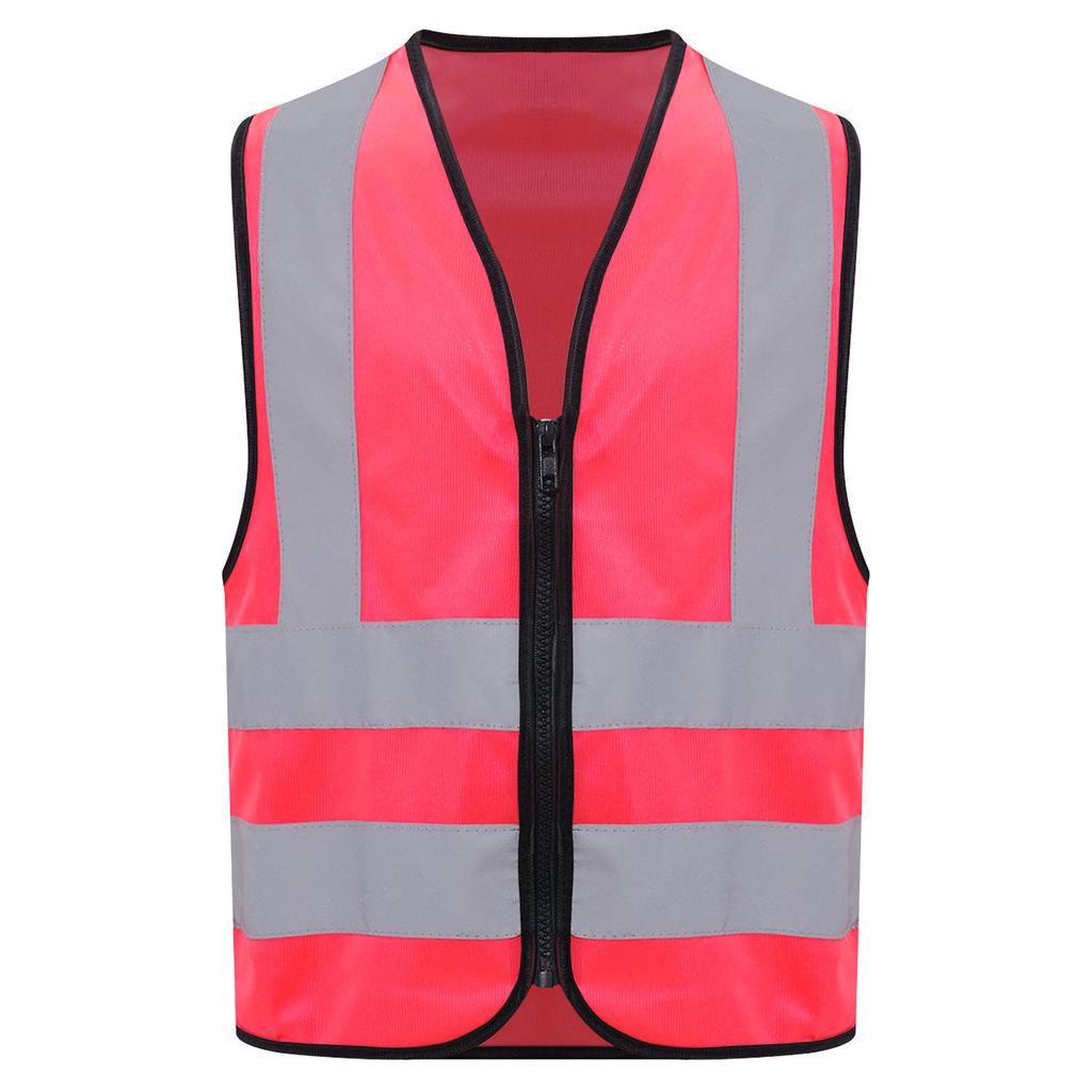 Unisex Barnesikkerhetsvest Ermeløs Glidelåsdesign Høy Synlighet Reflekterende Vest Frivillig Aktiviteter