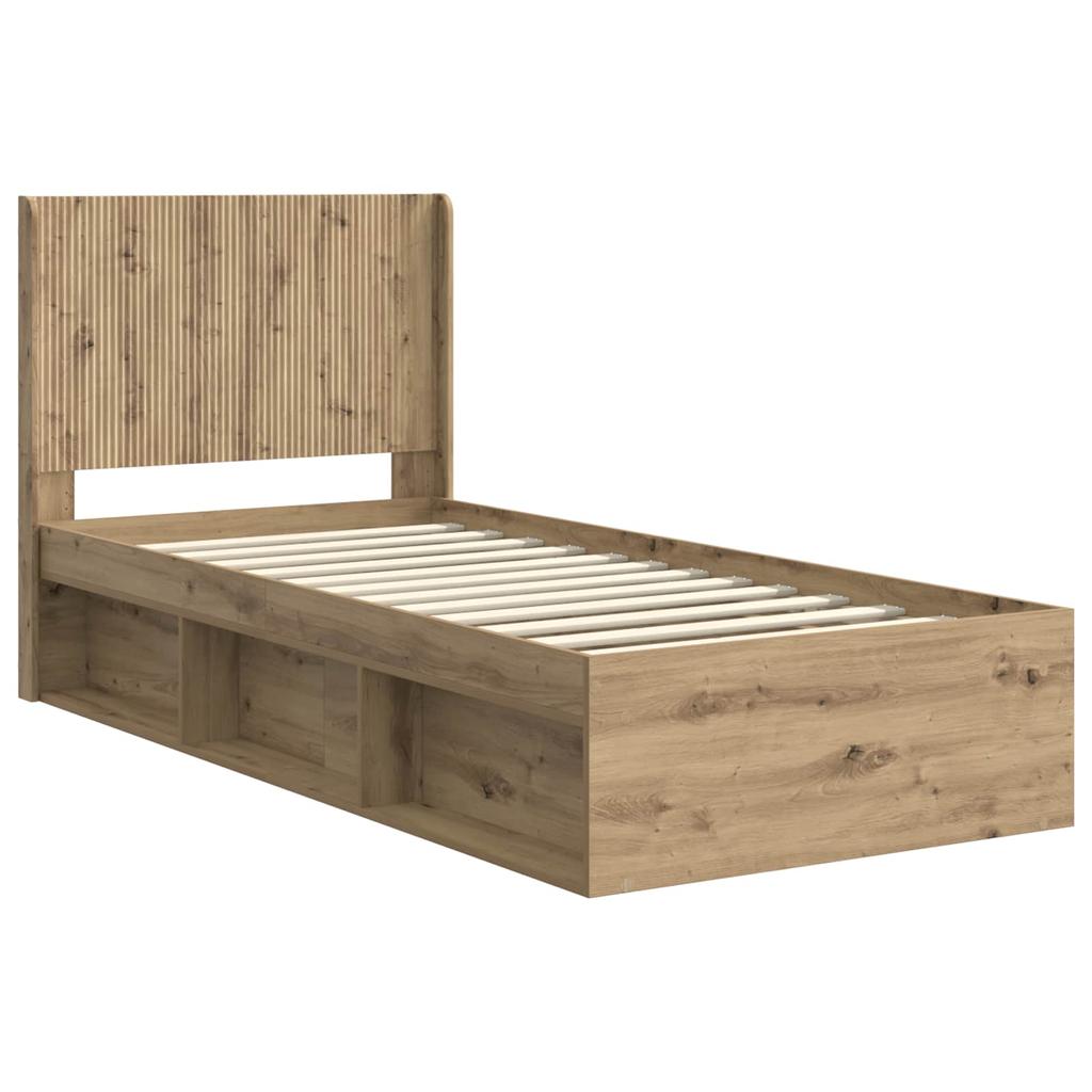 Bed Frame with Storage Space and Headboard Artisan Oak