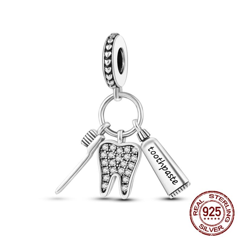 Inlaid Zircon Charm Beads Copper Color Love Heart Snake Dangle Fit Original Bracelet Charms Pendant Jewelry